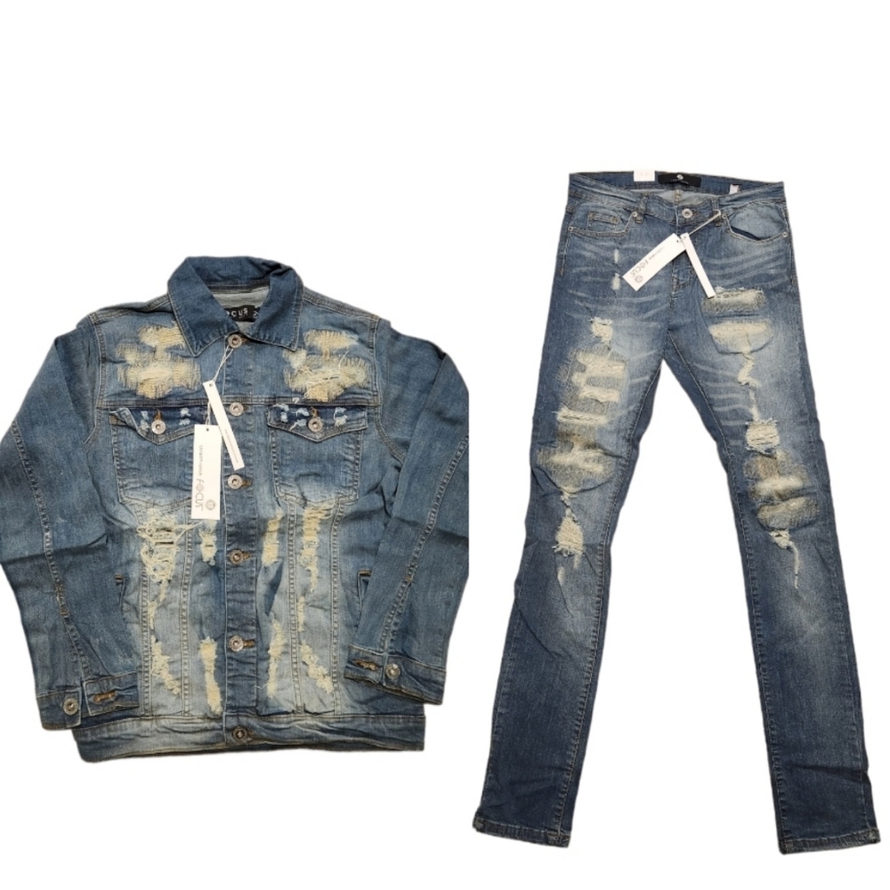 VINTAGE RIPPED JACKET/JEAN SET NEW ❤️FASTSHIPING